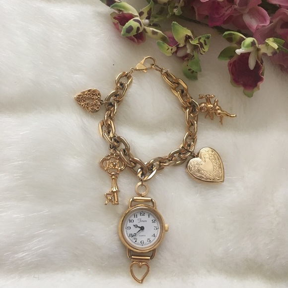 Vintage Jewelry - Vintage Gold-tone Watch Charm Bracelet